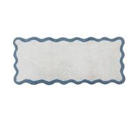 Blanc Mariclo Tappeto da Bagno Sagomato in Cotone Bianco/Azzurro, Shabby Chic 50x110 cm