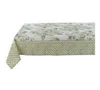Blanc Mariclò Tovaglia copritavolo cerata in misto cotone bianco/verde, Shabby Chic "L'Erborista" 150x280 cm