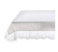 Blanc Mariclò Tovaglia/copritavolo con balza in tulle collezione Dentelle Colore bianco, dimensione 140x140 cm + volant di circa 15 cm, 100% cotone