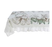 Blanc Mariclò tovaglia di Pasqua in cotone con Gala-beje-lavabile-addobba la tua tavola di Pasqua-decoro coniglio con uovo pasquale-eleganza-idea regalo-linea LE JARDEN DES LAPINS. (12 POSTI)