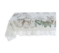 Blanc Mariclò tovaglia di Pasqua in cotone con Gala-beje-lavabile-addobba la tua tavola di Pasqua-decoro coniglio con uovo pasquale-eleganza-idea regalo-linea LE JARDEN DES LAPINS. (15 POSTI)