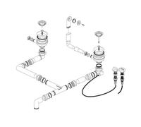 BLANCO 224805 - Tubo di scarico 2 x 3,5 pollici con interruttore di scarico - troppopieno rotondo/pezzo di ricambio