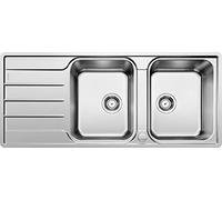 PRONTA CONSEGNA - Blanco Lavello due vasche con gocciolatoio LEMIS 8 S-IF 1523037 in acciaio inox da 116x50 cm - Sopratop/Filotop