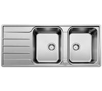 PRONTA CONSEGNA - Blanco Lavello due vasche con gocciolatoio LEMIS 8 S-IF 1523037 in acciaio inox da 116x50 cm - Sopratop/Filotop