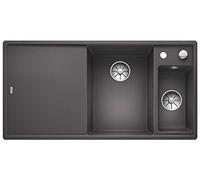 Lavello Cucina Blanco Axia III 6 S-F Grigio Roccia tavola di legno scarico sgocciolatoio a sinistra