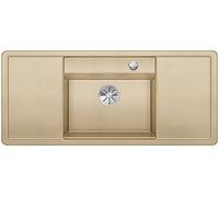 BLANCO 523619 alaros 6 S 6 S Silgranit PuraDur Lavabo Sottopiano con telecomando per scarico, con bacino di nero al centro, Champagne