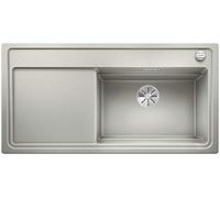 BLANCO 524069 zenar XL 6 S Plus per cottura a vapore 6 S Silgranit PuraDur con telecomando per scarico, con tagliere di vetro piatto destro, Grigio Perla