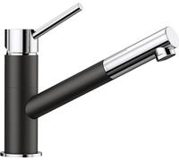 BLANCO 526174 Kano-S-Rubinetto per lavello da Cucina con beccuccio Estraibile, Colore: nero/cromato-526174, Silgranite Nero/Cromo, Hochdruck