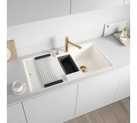 BLANCO ADIRA 6 S-F, Silgranit, bianco, tipo di montaggio: a filo, reversibile, con interruttore di scarico, con accessori, mobile da 60 pezzi, grande bacino, superficie facile da pulire