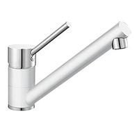 BLANCO ANTAS - Miscelatore monocomando da cucina, effetto silgranito, colore: bianco silgranito cromato con beccuccio girevole, bassa pressione