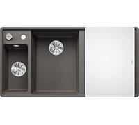 BLANCO AXIA III 6 S-F - Lavello in granito grigio vulcanico, tipo di montaggio: a filo di superficie, con tagliere in vetro, per armadi larghi 60 cm, superficie facile da pulire