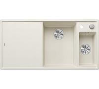 BLANCO AXIA III 6 S, Silgranit, bianco morbido, tipo di montaggio: montaggio dall'alto, vasca principale a destra, con tagliere in legno, 60 pezzi, tagliere scorrevole, vassoio multifunzione a