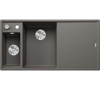 BLANCO AXIA III 6 S, Silgranit grigio vulcanico, tipo di montaggio: installazione dall'alto, vasca principale sinistra, con tagliere in vetro, ripiano da 60, tagliere scorrevole, vassoio multifunzione