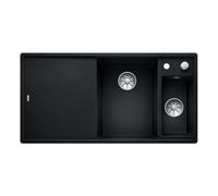 Lavello Cucina Blanco Axia III 6 S-F Antracite tavola di legno scarico sgocciolatoio a sinistra