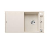 BLANCO AXIA III 5 S, Silgranit, bianco morbido, tipo di montaggio: montaggio dall'alto, reversibile, con tagliere in legno, 50, tagliere scorrevole, vassoio multifunzione a tracolla