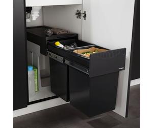 Blanco Botton II sistema separazione rifiuti, per mobile da 30 cm, 526376, 30/2 Botton II nero/antracite [Portarifiuti > Portarifiuti]