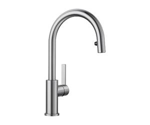 BLANCO Candor-S 525125 - Rubinetto miscelatore monocomando da cucina, con doccetta estraibile, in acciaio inox spazzolato, regolatore di bassa pressione