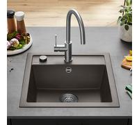 PRONTA CONSEGNA - Blanco Lavello una vasca DALAGO 5 1527244 finitura grigio vulcano da 51.5x51 cm - Sopratop
