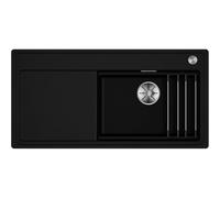 BLANCO Etagon XL 6S-F - Lavello in granito in silgranito nero, tipo di montaggio: a filo per mobili da 60 cm di larghezza, con guide ETAGON versatili, 98,8 x 49,8 x 20,2 cm