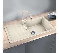 BLANCO Favum XL 6 S 527084 Silgranit Soft White Reversibile, Senza Comando di Scarico, Lavello da Cucina, Bianco Morbido, 60 cm Unterschrank