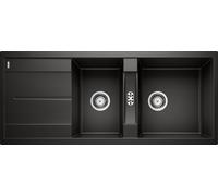 Blanco IN Lavello due vasche con gocciolatoio METRA 8 S 1525934 finitura nero da 116x50 cm - Sopratop