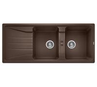 Blanco IN Lavello due vasche con gocciolatoio SONA 8 S 1519706 finitura caffè da 116x50 cm - Sopratop