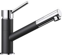 BLANCO KANO-S 525038 - Rubinetto miscelatore monocomando bicolore per lavello cucina, con doccetta estraibile; cromato/grigio