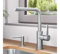 Blanco Lanora rubinetto da cucina, orientabile, per installazione davanti alla finestra, 526181, Lanora acciaio inox spazzolato [Rubinetti da Cucina]