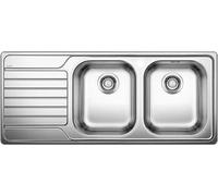 PRONTA CONSEGNA - Blanco Lavello due vasche con gocciolatoio sx DINAS 8 S 1328106 in acciaio inox da 116x50 cm - Sopratop