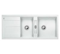 Blanco Lavello due vasche con gocciolatoio METRA 8 S 1513064 finitura bianco da 116x50 cm - Sopratop