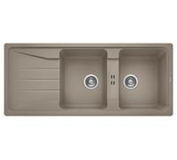 PRONTA CONSEGNA - Blanco Lavello due vasche con gocciolatoio SONA 8 S 1519705 finitura tartufo da 116x50 cm - Sopratop