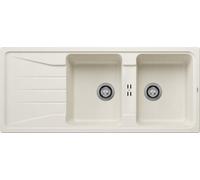 Blanco Lavello due vasche con gocciolatoio SONA 8 S 1527156 finitura soft white da 116x50 cm - Sopratop