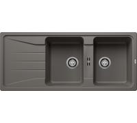 Blanco Lavello due vasche con gocciolatoio SONA 8 S 1527339 finitura grigio vulcano da 116x50 cm - Sopratop