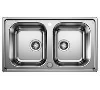 Blanco Lavello due vasche DINAS 8 Advanced 1624116 in acciaio inox da 86x50 cm - Sopratop