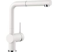 BLANCO LINUS-S 516692 Rubinetto miscelatore da cucina, finitura in Silgranit, con soffione estraibile, ad alta pressione, bianco