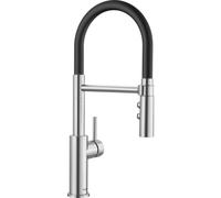 Blanco Miscelatore a 3 vie con doppio comando e doccetta estraibile CATRIS-S Flexo Filtro 1526706 finitura PVD Steel