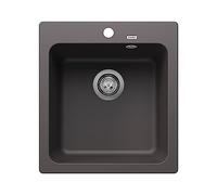 BLANCO NAYA 45 | Lavello in granito in silgranito grigio roccia | Tipo di montaggio: montaggio superiore | per sottolavelli larghi 45 cm | Grande volume del bacino per un uso ottimale | Superficie