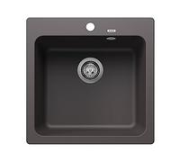 BLANCO NAYA 5 | Lavello in granito grigio roccia | Tipo di montaggio: montaggio superiore | per sottolavelli larghi 50 cm | Grande volume del bacino per un uso ottimale | Superficie facile da pulire