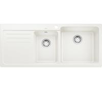 BLANCO Lavello 1 + 1/2 Vasche, Modello NAYA 8 S, 116 x 50 cm, Gocciolatoio a SX, Installazione Sopratop, Bianco - 1525783