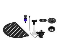 BLANCO OOVALON - Set di componenti in nero opaco, TopGrid, scarico con tubo salvaspazio e valvola a cestello InFino | con PushControl | set di accessori per lavello OOVALON | funzionamento touch