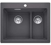 Blanco Lavello una vasca SX con vaschetta PLEON 6 Split 1521690 finitura grigio roccia da 61.5x51 cm - Sopratop