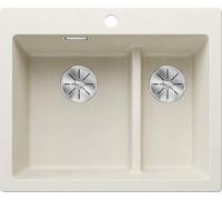 BLANCO Pleon - Lavello in granito 6 split Silgranit, bianco morbido, installazione dall'alto, lavabo principale sinistro, per base di 60 cm di larghezza, concetto diviso: ponte basso per lavabo senza