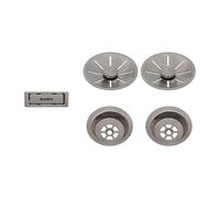 Blanco set di scarico e troppopieno per lavabo doppio, 207410, Universal platino satin [Accessori > per Lavelli Cucina]