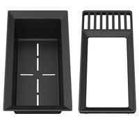 BLANCO Sink Drainer 2 in 1 | Plastica nero-grigio | Combinazione di telaio multifunzione e vassoio residuo con scolapiatti integrato | Uso per tutti i lavelli Silgranit (profondità 40 cm)