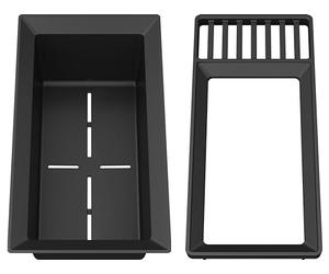 BLANCO Sink Drainer 2 in 1 | Plastica nero-grigio | Combinazione di telaio multifunzione e vassoio residuo con scolapiatti integrato | Uso per tutti i lavelli Silgranit (profondità 40 cm)