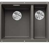 BLANCO SUBLINE 340/160-U | Lavello in granito SILGRANIT grigio vulcano | Tipo di installazione: sottopiano | Bacino principale a sinistra | per pensili da 60 cm di larghezza | Un taglio e montaggio