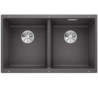 BLANCO SUBLINE 350/350-U - Lavello da cucina sotto-top doppio per basi di lavello con larghezza di 80 cm - SILGRANIT - Grigio - 523575
