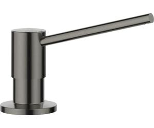 BLANCO Torre Dispenser per detersivo in acciaio satinato scuro, adatto a tutti i rubinetti da cucina BLANCO, comodo da riempire dall'alto, lavello, dispenser per sapone, foro da 35 mm, contenuto della
