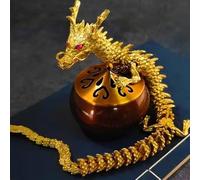 blandinelove Drago Articolato Dorato, Statua Feng Shui Drago Ornamento, Giunti Flessibili Drago Cinese Decorazione per la Casa Executive Desk Figurine Attirare Ricchezza e Buona Fortuna Ufficio Home