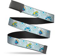 `Blank Black 1.25`` Buckle - The Smurfs Three Character Pose And St... ACC NUOVO